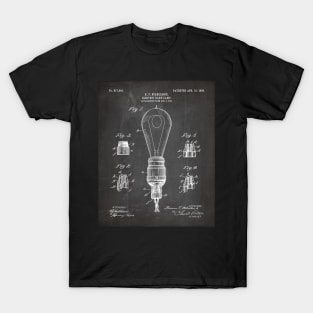 Light Bulb Patent - Industrial Design Architectural Décor Art - Black Chalkboard T-Shirt